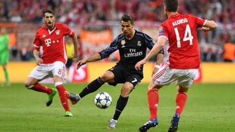Cristiano Ronaldo became the first player to score 100 goals in European competition on Wednesday. Ronaldo scored twice in Real Madrid's come-from-behind win against defending champion Bayern Munich. Ronaldo-Real-Madrid