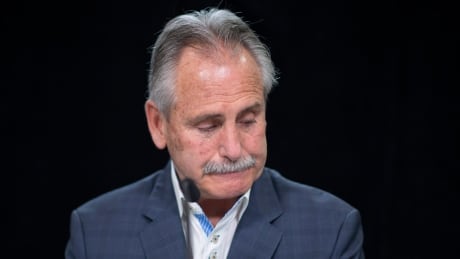 Willie Desjardins, fired as coach of the Vancouver Canucks on Monday, gets emotional during a news conference Thursday. Willie-Desjardins