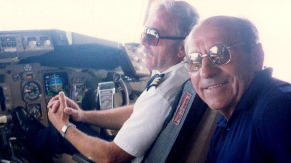 Yevgeni Brik on the flight deck of the Canadian Airlines 747, returning to Canada during a CSIS ex-filtration operation.