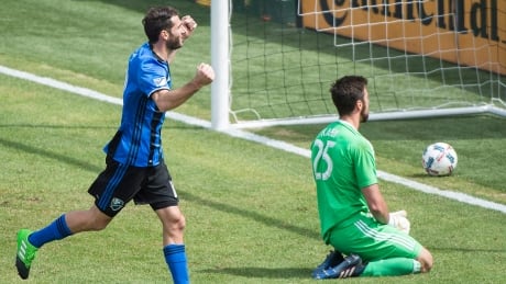 Ignacio Piatti of the Montreal Impact reacts after scoring a penalty against Atlanta United's goalkeeper Alec Kann during MLS action on Saturday. Piatti-Ignacio-15042017