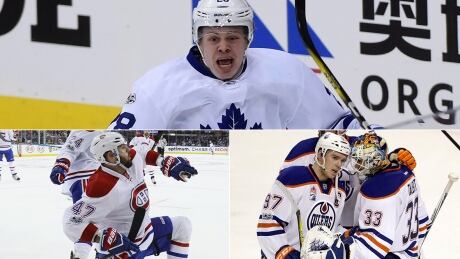 Clockwise from top: Leafs forward Kasperi Kapanen, Oilers stars Cam Talbot and Connor McDavid, and Habs stick-handling wizard Alexander Radulov have all been big-time players during the first week of the Stanley Cup playoffs. mcdavid