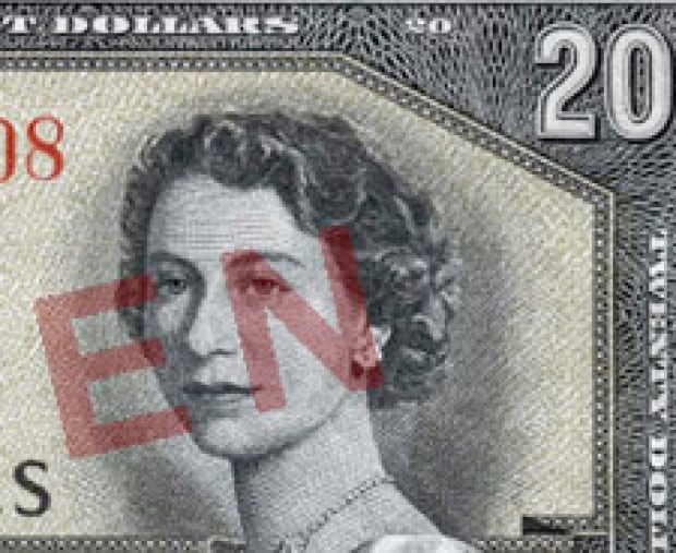 'Devil's face' Canadian banknotes - detail