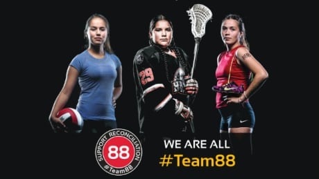 A poster promotes reconciliation efforts at the 2017 North American Indigenous Games, taking place in Toronto July 16-23. Team 88 NAIG poster