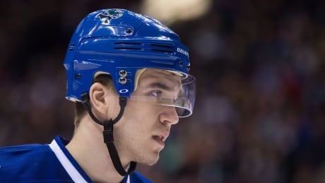 Vancouver Canucks' Nikita Tryamkin (88) is sent off the ice after fighting Dallas Stars' Jamie Benn Thursday, March 16, 2017. HKN Stars Canucks 20170316