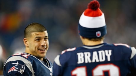 Days after being acquitted of double murder, former NFL star Aaron Hernandez, left, was found hanging in his prison cell. Hernandez-Aaron-Death