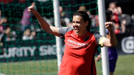 Christine Sinclair of the Portland Thorns scored to help her team start the new NWSL season with a 2-0 win over the Orlando Pride last week. Sinclair-Christine-15042017