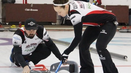 Reid Carruthers and Joanne Courtney, seen at an event earlier this month, dropped their last round-robin match on Thursday and will be seeded 13th when the playoff round begins Friday at the world mixed doubles curling championship in Lethbridge, Alta. CUR World Mixed Doubles 20170421