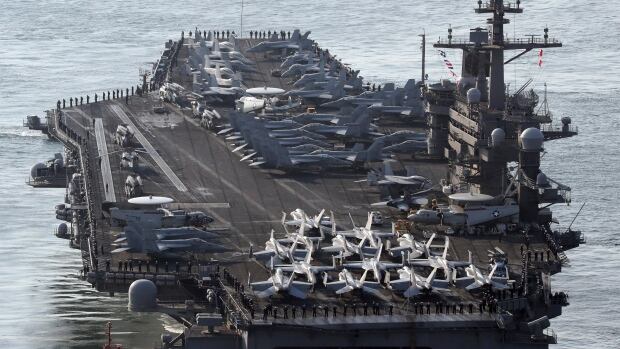 The Nimitz-class USS Carl Vinson aircraft carrier is one of very few its size in the world. It has begun drills with two Japanese destroyers in the western Pacific.