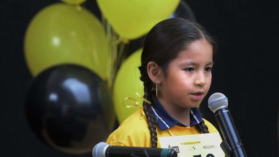 William Kaysaywaysemat III competing in the 2016 Spelling Bee of Canada competition
