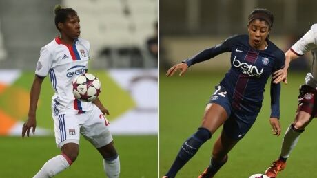 Canadians Kadeisha Buchanan (left) and Ashley Lawrence (right) will face off against eachother in the women's Champions League final. buchanan-lawrence
