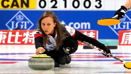Canada's Rachel Homan, pictured here in March, will go up against Sweden's Anna Hasselborg in the Champions Cup final from on Sunday in Calgary. China World Women Curling