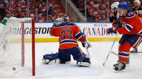 Ryan Getzlaf's shot gets past Oilers goaltender Cam Talbott during Anaheim's 6-3 Game 3 win on Sunday. HKN Ducks Oilers 20170430