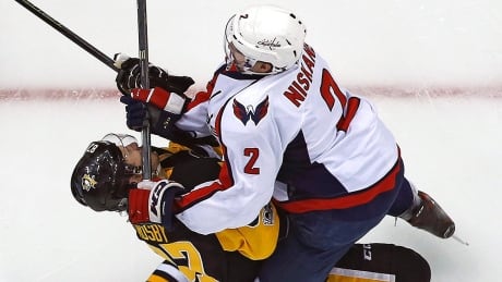Capitals defenceman Matt Niskanen won't be suspended for this hit against Penguins captain Sidney Crosby early in the first period of Monday night's playoff game at Pittsburgh. Niskanen was assessed a five-minute major penalty and game misconduct on the play. niskanen-matt-170501-1180