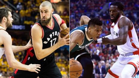 Raptors coach Dwane Casey didn't want to give Cleveland a head start on its preparations for Game 2 Wednesday night, but it's believed lineup changes are coming, including the potential benching of Jonas Valanciunas, left, and DeMarre Carroll, right. valanciunas-jonas-1180