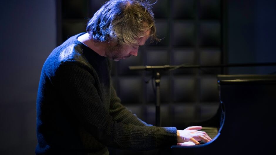 Pianist James Rhodes performing on Glenn Gould's practice piano in the q studios in Toronto, Ont.