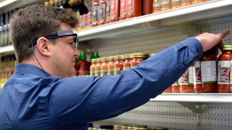 University of Guelph graduate student Andrew Baynham wears specialized glasses with eye-tracking technology to capture what’s known as “gaze data." Andrew Baynham University of Guelph food research laboratory