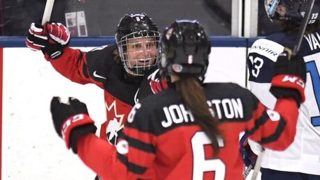 Marie-Philip Poulin, left, is among 28 players invited to try out for the Canadian Olympic women's hockey team. The Beauceville, Que., native scored both the tying goal and overtime winner for Canada in a 3-2 win over the U.S. in the 2014 Olympic final in Sochi, Russia. poulin-marie-philip-170401-1180