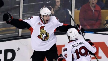 Ottawa's Bobby Ryan, celebrating a goal with Derick Brassard, is playing his best hockey of the season just when the Senators need it. HKN Senators Rangers 20170512
