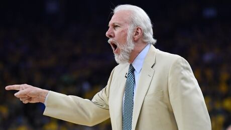 Spurs coach Gregg Popovich watched as his team blew a 23-point lead following Kawhi Leonard's exit from Game 1 Sunday afternoon. popovich-gregg-051517