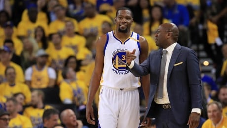 Kevin Durant, Mike Brown and the Golden State Warriors were all smiles last night during a 36-point thrashing of the San Antonio Spurs. durant-kevin-051717