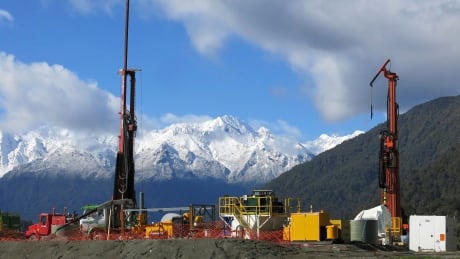 This Oct. 3, 2014 photo shows the drilling site of an earthquake fault near Franz Josef Glazier on the South Island in New Zealand. The scientists found the water in the Alpine Fault was much hotter than expected, and could potentially be harnessed to generate electricity or provide direct heating in industries like dairy farming. New Zealand Earthquake Energy