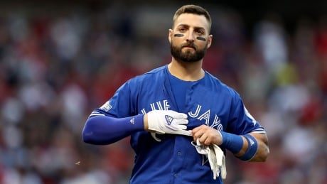 CLEVELAND, OH - OCTOBER 15: Kevin Pillar #11 of the Toronto Blue Jays reacts after being struck out in the seventh inning against Andrew Miller #24 of the Cleveland Indians during game two of the American League Championship Series at Progressive Field on October 15, 2016 in Cleveland, Ohio. (Photo by Elsa/Getty Images) pillar-kevin-1180
