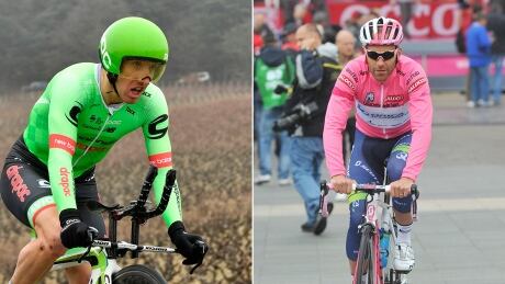 Mike Woods, left, and Svein Tuft, right, are representing Canada at the 100th Giro D'Italia this month. woods-tuft