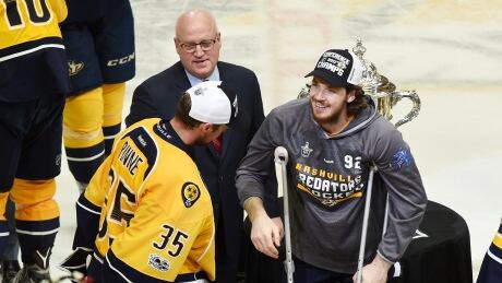 Predators goaltender Pekka Rinne, left, was instrumental in securing a Stanley Cup final berth for Nashville. rinne-pekka-052317