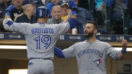 Jose Bautista and Kevin Pillar each hit solo home runs in the fourth inning to give the Blue Jays the lead for good in their 8-4 win over the Brewers on Wednesday. bautista-jose-pillar-kevin-052417
