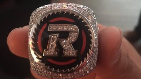 One of the championship rings that the Ottawa Redblacks received Friday night at a ceremony at the Canadian Museum of History, six months after the team pulled off a stunning upset over the Calgary Stampeders to win the 104th Grey Cup. ottawa redblacks championship rings