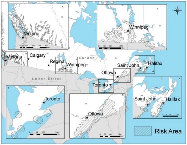 Lyme disease risk areas map