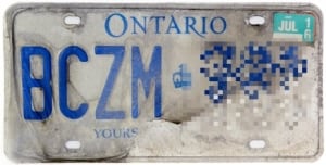 Ontario faded license plate