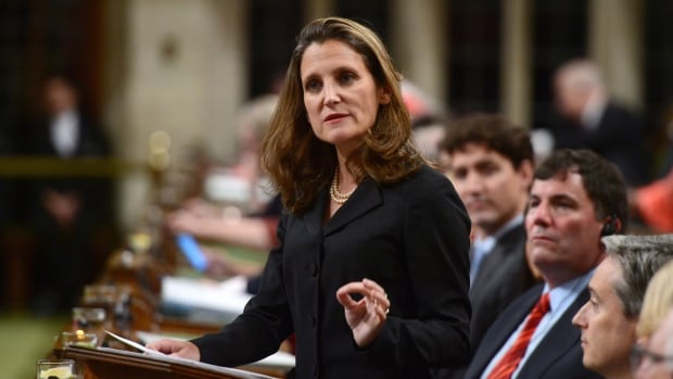 Foreign Affairs Minister Chrystia Freeland delivers a speech on Canada's foreign policy in the House of Commons Tuesday.