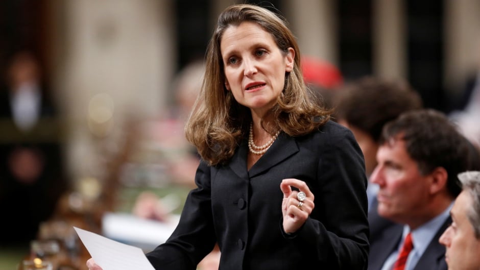 Foreign Affairs Minister Chrystia Freeland delivers a speech on Canada's foreign policy in the House of Commons on June 6, 2017.