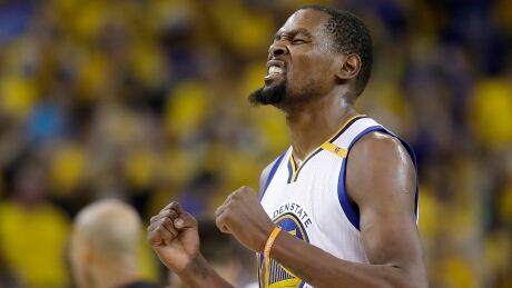 Golden State Warriors forward Kevin Durant was named Finals MVP after scoring 39 points in the series-clinching win. cavaliers-warriors