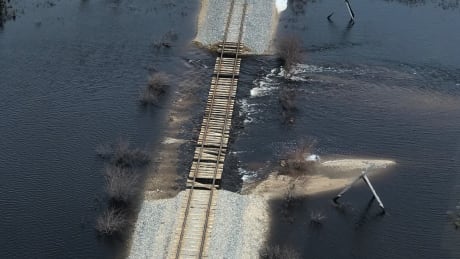 Omnitrax officials notified the Manitoba government on Friday that damage to the lines might not be completely repaired until this winter or next spring. Flooded Churchill rail line