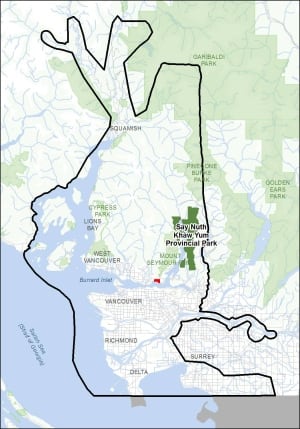 Map of Tsleil-Waututh Nation consultation area