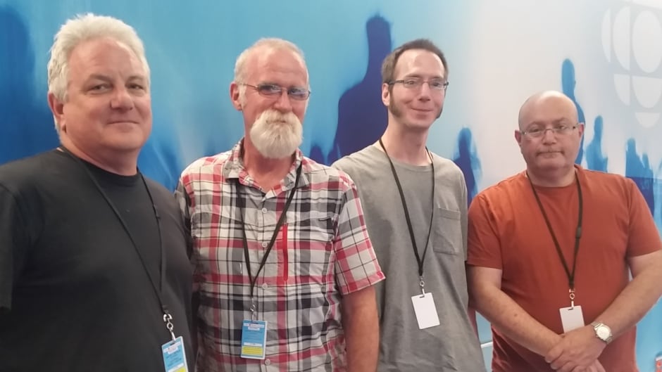 (L-R): Richard Hovey, Shane Conway, James Tellier, Eugene Feig, four men who are part of a men-only support group pilot project.