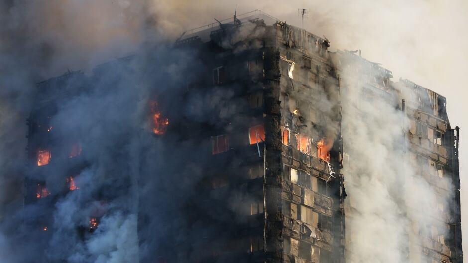 Smoke billows from Grenfell Tower as firefighters attempt to control a huge blaze in west London.
