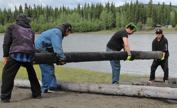 Pelly Crossing River Raft beginning construction