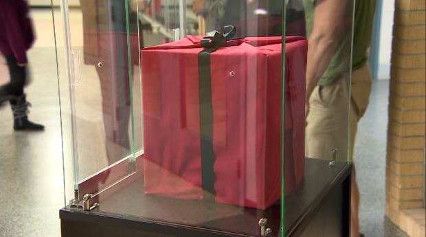 donated fox containing TRC final report at Saskatchewan Polytechnic