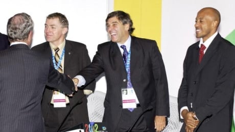 Patrick Jarvis, centre, is making a bid to become the next president of the International Paralympic Committee. jarvis-patrick-190617