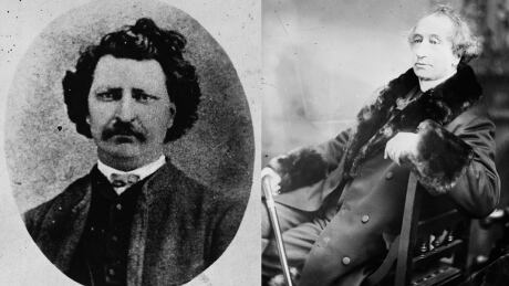 Later today, visual artist David Garneau will be imagining a conversation between Louis Riel, left, and Sir John A. Macdonald, right, in front of Macdonald's statue on Parliament Hill in Ottawa. louis riel john a macdonald