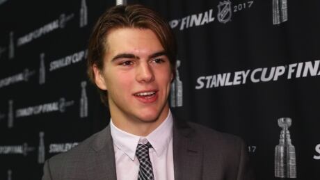 Forward Nico Hischier was selected first overall by the New Jersey Devils in the 2017 NHL entry draft. nico-hischier