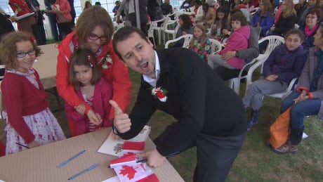 Sebastien De Lazzer moved to Canada from Belgium more than four years ago with his wife and two kids, now six and eight years old. The whole family became citizens at a special ceremony on Saturday, just in time for Canada's 150th birthday. Sebastien De Lazzer and family, citizenship ceremony Winnipeg