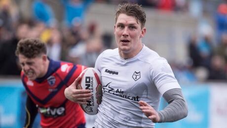 Toronto Wolfpack's Jonathan Pownall is pictured above during a game in May. The team improved to 12-0 on Saturday. wolfpack-toronto