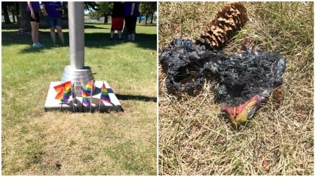 Taber Pride flag burned