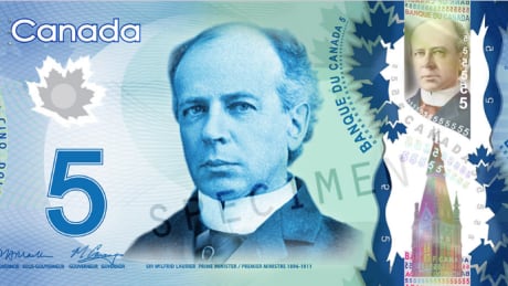 Get ready to say good bye to Wilfrid Laurier, Canada's seventh prime minister, though the tough new polymer bills may give him more staying power than the paper ones and twos. Canadian five from Bank of Canada website