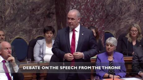 NDP Leader John Horgan presents his non confidence motion in the B.C. Legislature on June 28, 2017. John Horgan
