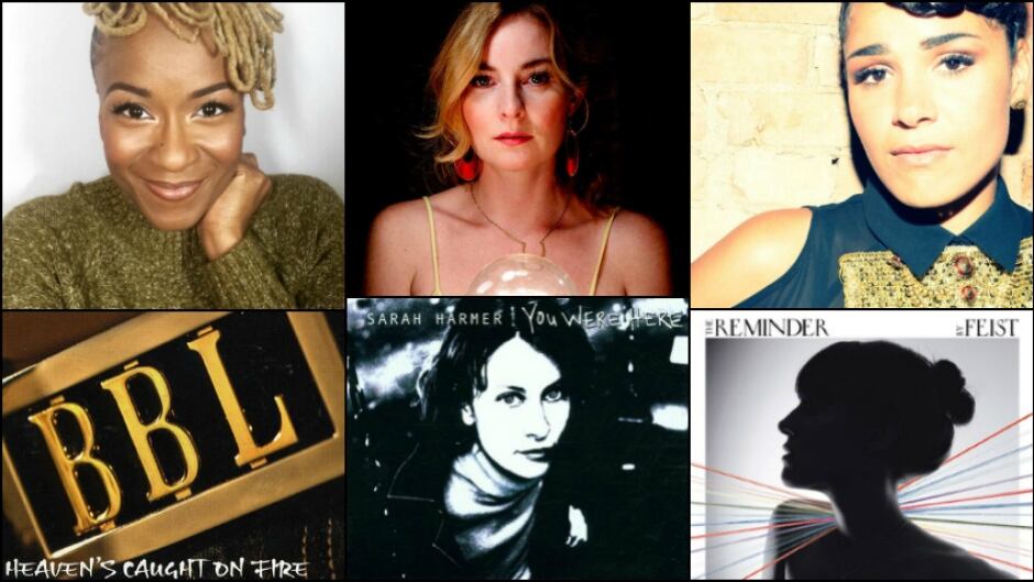 Clockwise, from top left: Tanika Charles (Instagram), Jenn Grant (Facebook), Zaki Ibrahim (Zahra Siddiqui/Facebook), Feist (Arts and Crafts Productions), Sarah Harmer (Universal Music Canada), Big Black Lincoln (Universal Music Canada).